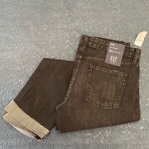 Gap black boyfriend jeans, with cuffed legs